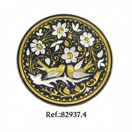 Damascene Lovebirds Tryst Collectible Dish