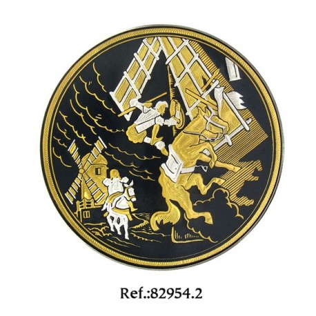 Damascene Tilting at Windmills Collectible Dish