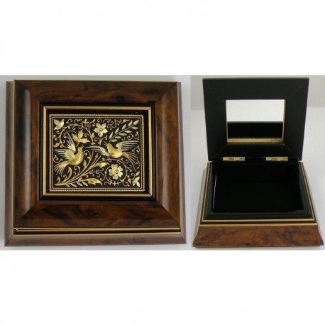 Damascene Gold Bird Wooden Jewelry Box