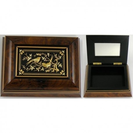 Damascene Gold Bird Wooden Jewelry Box MI7004BIRD