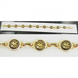 Damascene Gold Link Bird Bracelet 12mm Round