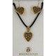 Damascene Gold Geometric Heart Necklace and Earrings style 8405
