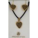 Damascene Gold Star of David Heart Necklace and Earrings style 8405
