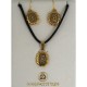 Damascene Gold Star Rectangle Necklace and Earrings style 8403