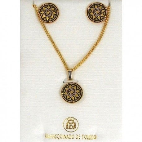 Damascene Gold Star Earrings and Necklace Style 3433