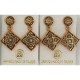 Damascene Gold Earrings Star of David Square