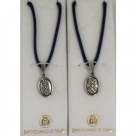 Damascene Silver Geometric Oval Pendant style 9212