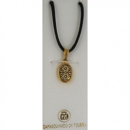 Damascene Gold Star of David Pendant 8212