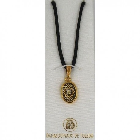 Damascene Gold Star Oval Pendant 8212