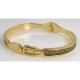 Damascene Gold Geometric Bangle Bracelet Oval