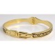 Damascene Gold Flower Bangle Bracelet Oval
