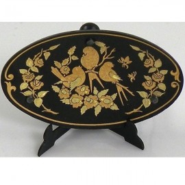Damascene Gold Bird Oval Decorative Plate