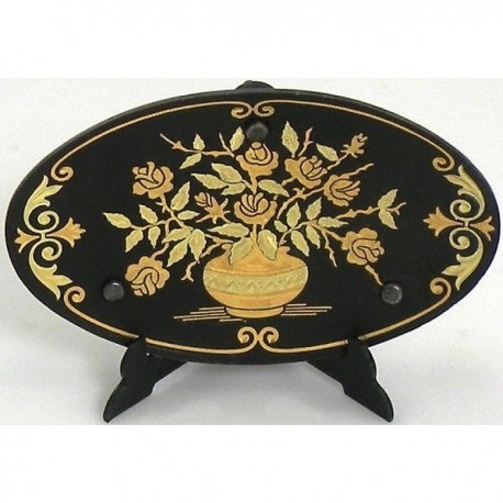 Damascene Gold Flower Oval Decorative Plate