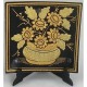 Damascene Gold Flower Square Decor Plate