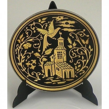 Damascene Gold Bird Round Decorative Plate