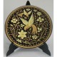 Damascene Gold Round Decor Plate Bird Design