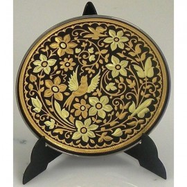 Damascene Gold Bird Round Decor Plate Design 5