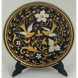 Damascene Gold Silver Bird Round Decorative Plate 5