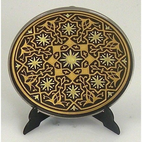 Damascene Gold Geometric Round Decor Plate 13