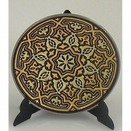 Damascene Gold Geometric Decorative Plate 6