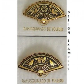 Damascene Gold Bird Fan Brooch style 2222