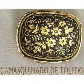 Damascene Gold Flower Rectangle Brooch style 2205
