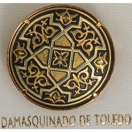 Damascene Gold Geometric Round Brooch style 2204