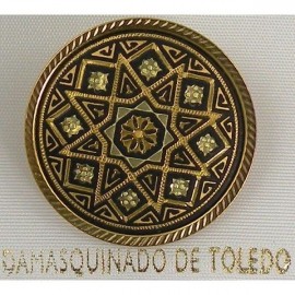 Damascene Gold Star Round Brooch style 8700