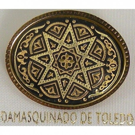 Damascene Gold Star Oval Brooch style 8701