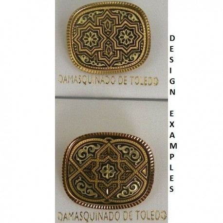 Damascene Gold Geometric Rectangle Brooch style 8702