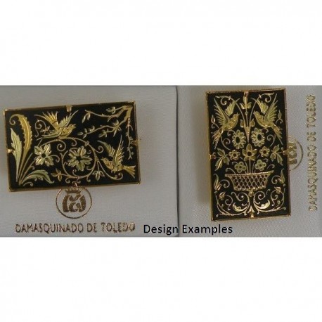 Damascene Gold Bird Rectangle Brooch style 2235