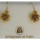 Damascene Gold Geometric Flower Drop Earrings