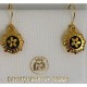 Damascene Gold Flower Round Drop Earrings
