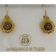Damascene Gold Geometric Round Drop Earrings