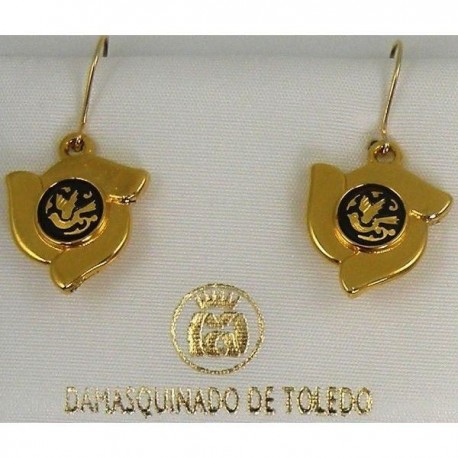 Damascene Gold Bird Flower Drop Earrings style 8111