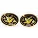 Damascene Gold Oval Bird Earrings