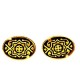 Damascene Gold Oval Geometric Earrings