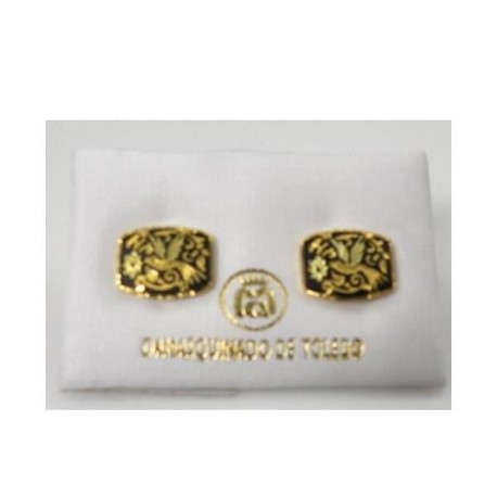 Damascene Gold Bird Earrings 11x9mm
