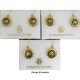 Damascene Gold Drop Earrings Bird 14mm Round