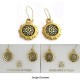 Damascene Gold Drop Earrings Star 14mm Round
