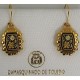 Damascene Gold Flower Rectangle Drop Earrings style 8107