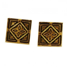 Damascene Gold Geometric Earrings 12mm