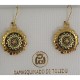 Damascene Gold Star Round Drop Earrings style 8103