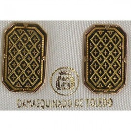 Damascene Gold Geometric Rectangle Stud Earrings