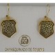 Damascene Gold Star Shield Drop Earrings
