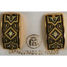 Damascene Gold Geometric Rectangle Stud Earrings style 2122