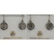 Damascene Silver Star Round Drop Earrings