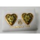 Damascene Gold Earrings Flower 15mm Heart