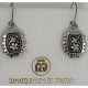 Damascene Silver Flower Rectangle Drop Earrings
