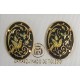 Damascene Gold 20x14mm Oval Bird Stud Earrings